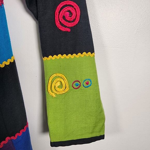 Vintage 90s Allure Womens Jacket Blazer Patchwork Hippie Artsy Embroidered Small - Picture 9 of 12